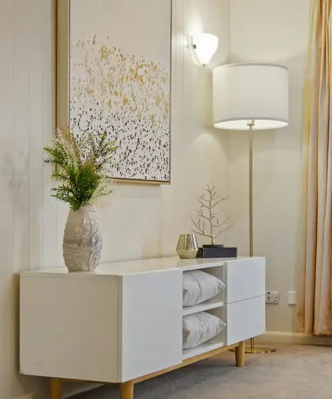Premium living space with elegant furniture and warm styling